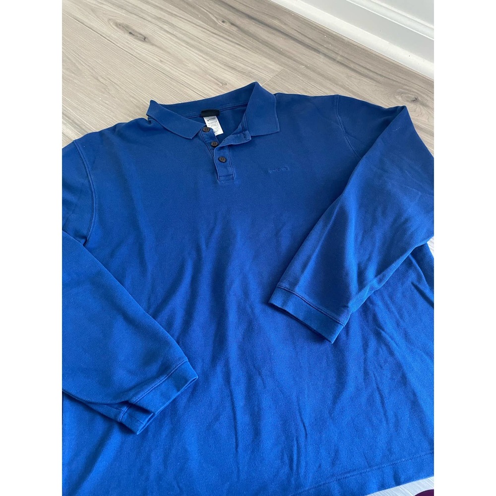 Patagonia Mens Large Blue Organic Cotton Long Sleeve Polo Shirt L